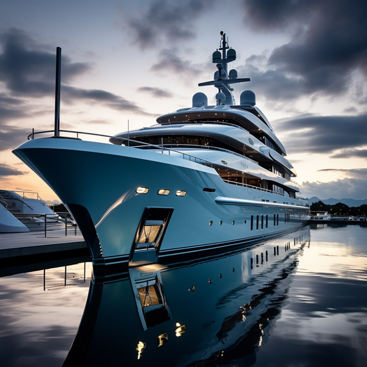 a superyacht in front of a sundowner